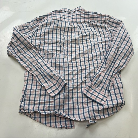 banana republic men’s pink blue flannel button down shirt M Cotton L36-8 - Picture 3 of 5